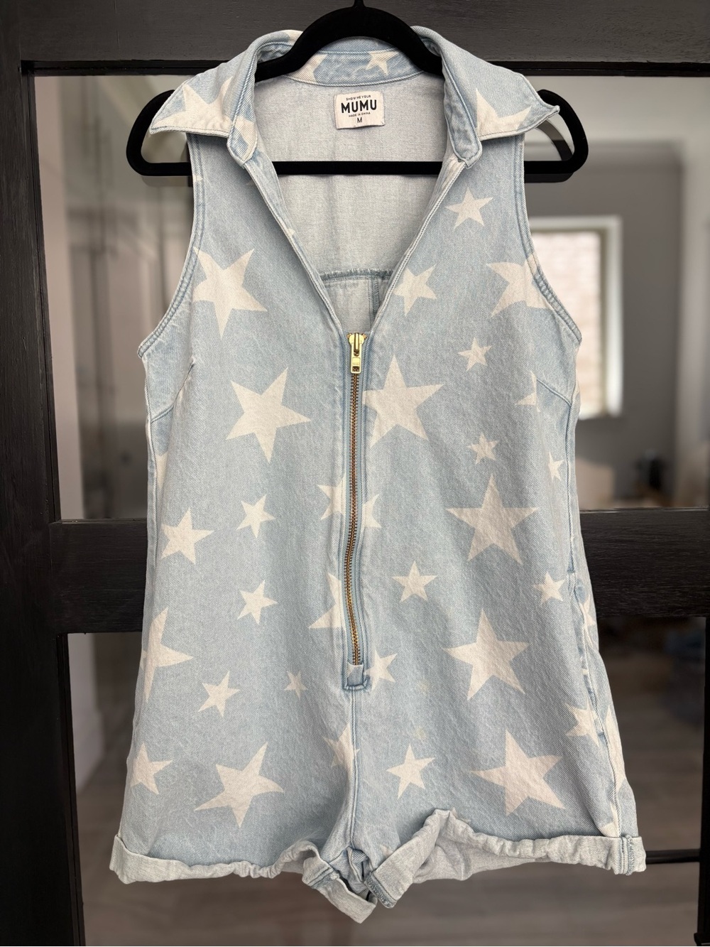 Show Me Your Mumu Reno Romper You’re A Star Revolve Denim Patriotic Summer M #4 - Picture 3 of 13